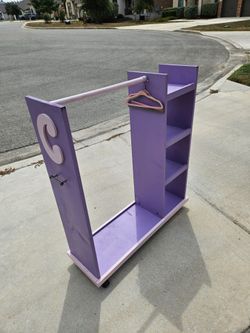 Kids’ Purple Dress-Up Clothes Rack & Storage Organizer