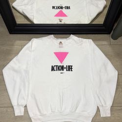 Vintage 1980s Action = Life Raglan Crewneck Sweatshirt 