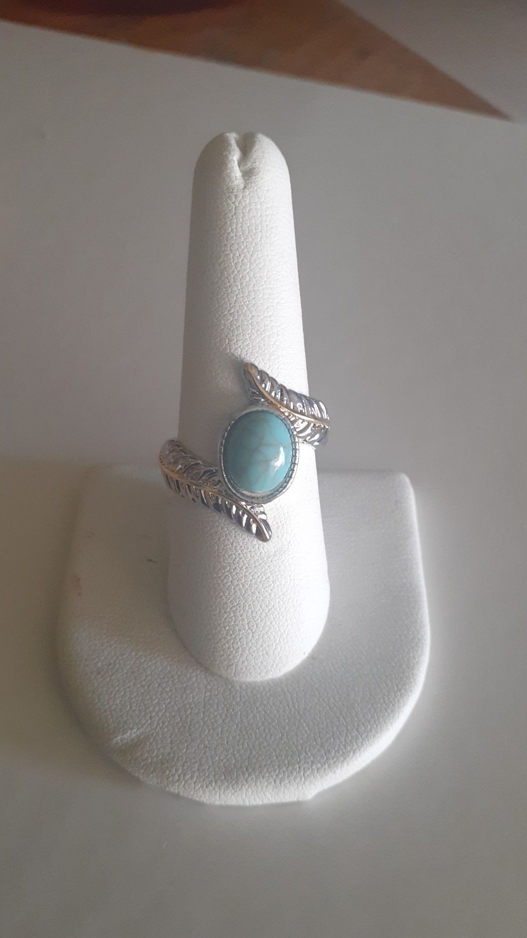 Silver w/gold etch Turquoise Ring Size 9