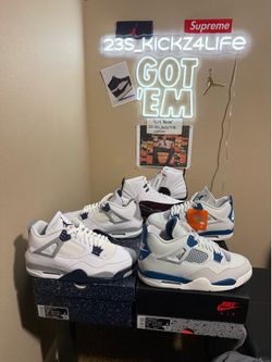 Brand new Air Jordan size 11.5 package. Military blue 4’s burgundy maniere 12’s and midnight navy 4’s with original boxes.