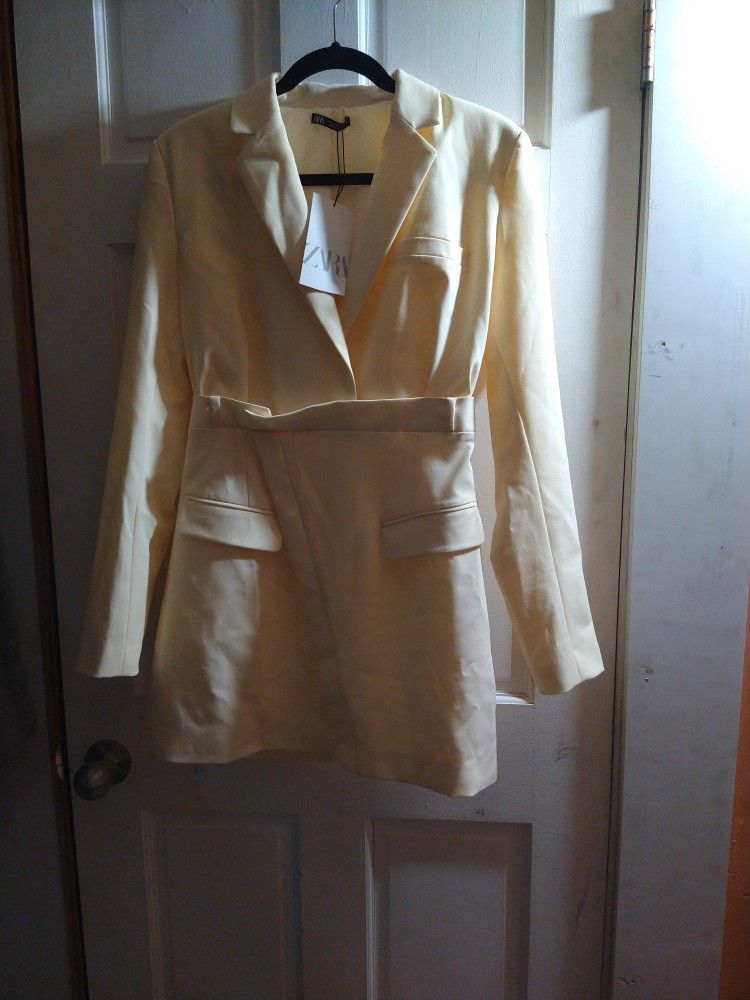 Zara Blazer Dress Bright Yellow Medium