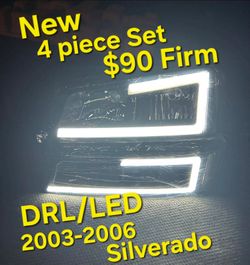 New 03-06 Clear DRL LED 4pc Headlights Silverado Avalanche