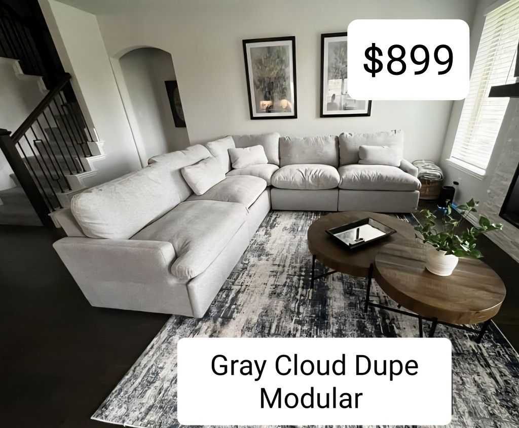 Gray Cloud Modular Sectional Couch Sofa