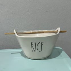Rae Dunn Rice Bowl With Chopsticks 
