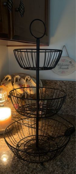 Black Fruit Stand / Bowl for Countertop 3 Tier