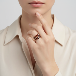 10K Yellow Gold Garnet Womens Ring