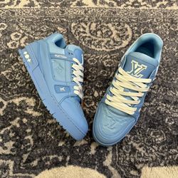 Louis Vuitton LV Embossed Monogram Trainers Blue Men’s Size 10