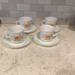 Vintage Corelle Wildflower Cups And Saucers
