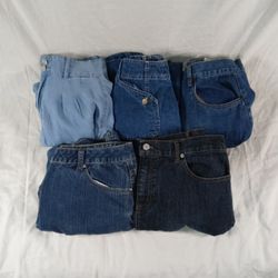 5 Assorted Women Denim Blue Jean Skirts *Clothes/ Skirt Bundle*