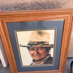 John Wayne Framed Matched Western Portrait Print - Solid Wood Frame