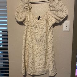 Cream Dress With Pink Flowers