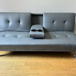 Pleather Futon With Cup Holders