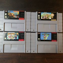 Super Nintendo SNES Video Games Donkey Kong 3, Mario Kart, Mario World