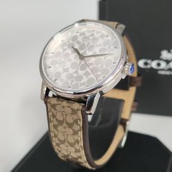 Coach New York Signature Dial Watch With Fabric Strap