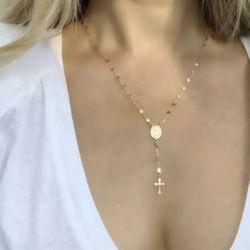 Beautiful necklace rosary cross 3 colors 
