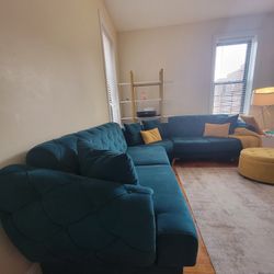Sectional Couch ( Sleeper And Storage ) + Ottoman