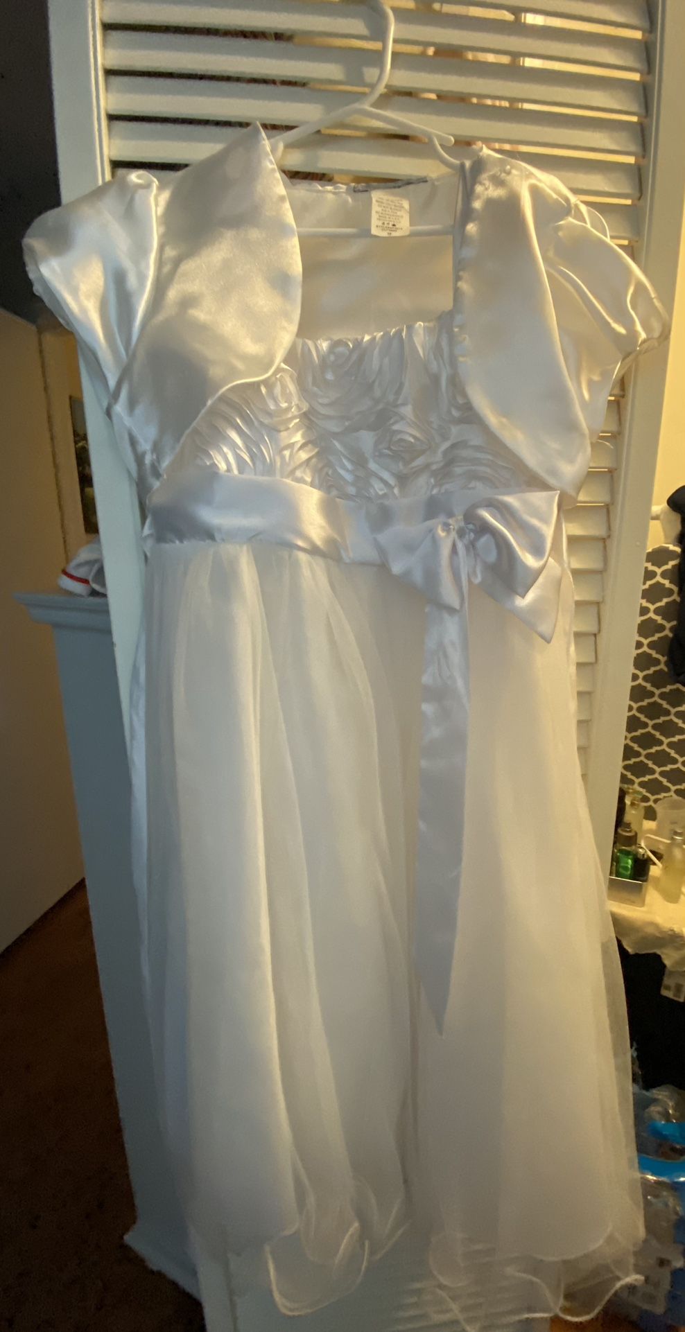 First Communion White Dress Size 10 With Crown 