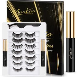 Magnetic Eyelashes with Eyeliner, 7 Pairs Reusable Magnetic Lashes & 2 Tubes of Magnetic Eyeliner with Tweezers Magnetic Eyelashes with Eyeliner Kit f