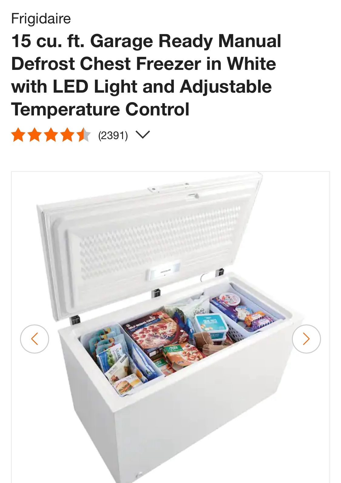 15 Cu Ft Chest Freezer Scratch And Dent 