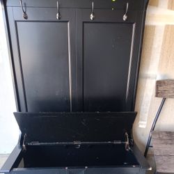 Hutch. Coat Rack With Built In Storage Compartment 