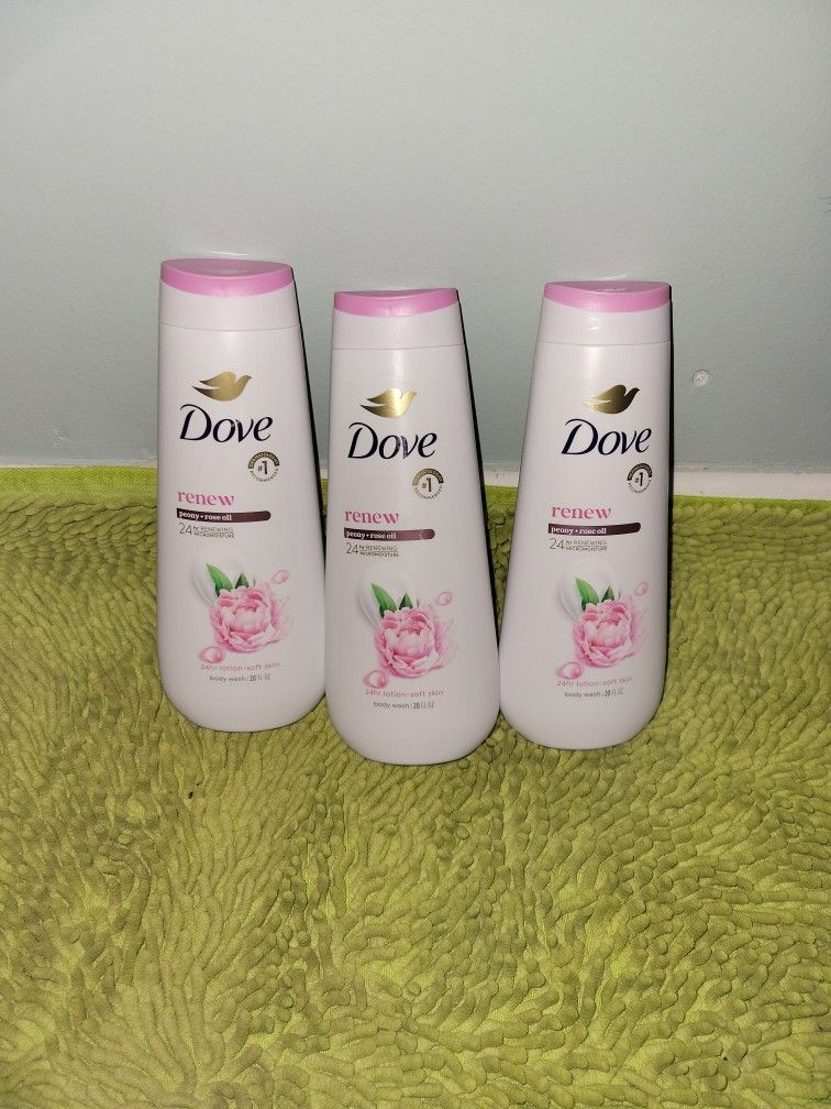 3 Dove Renew Peony + Rose Oil 20oz Bodywash 