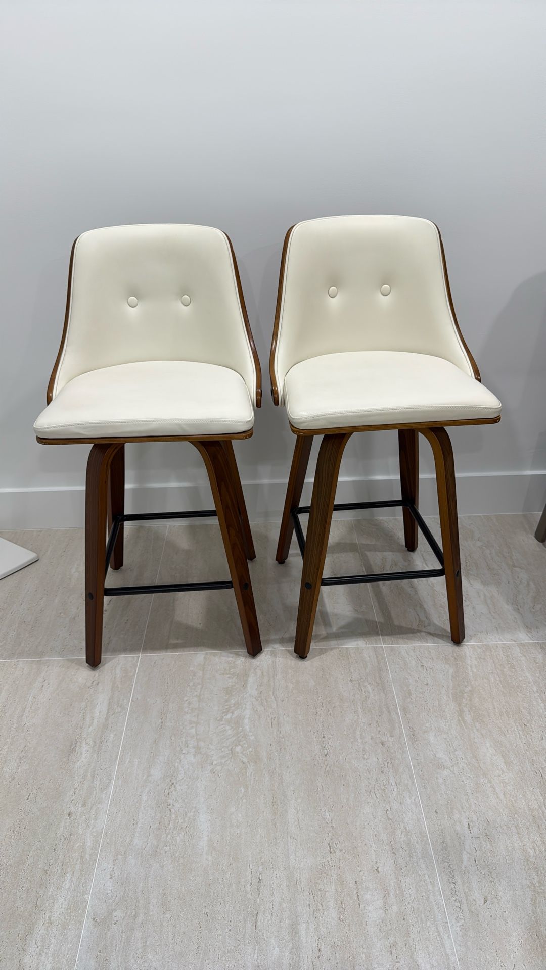 Bar Stools Swivel Counter Top Height Wood Leather