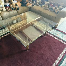 Glass and Wood Coffee Table