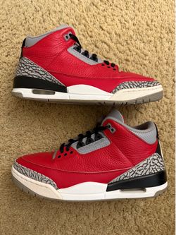 Size 10 (Pre owned, no box) - Air Jordan 3 retro red cement Unite