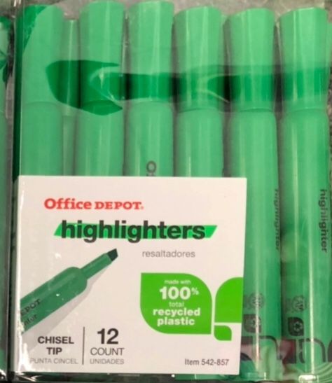 Office Depot green highlighters 12 pack brand new