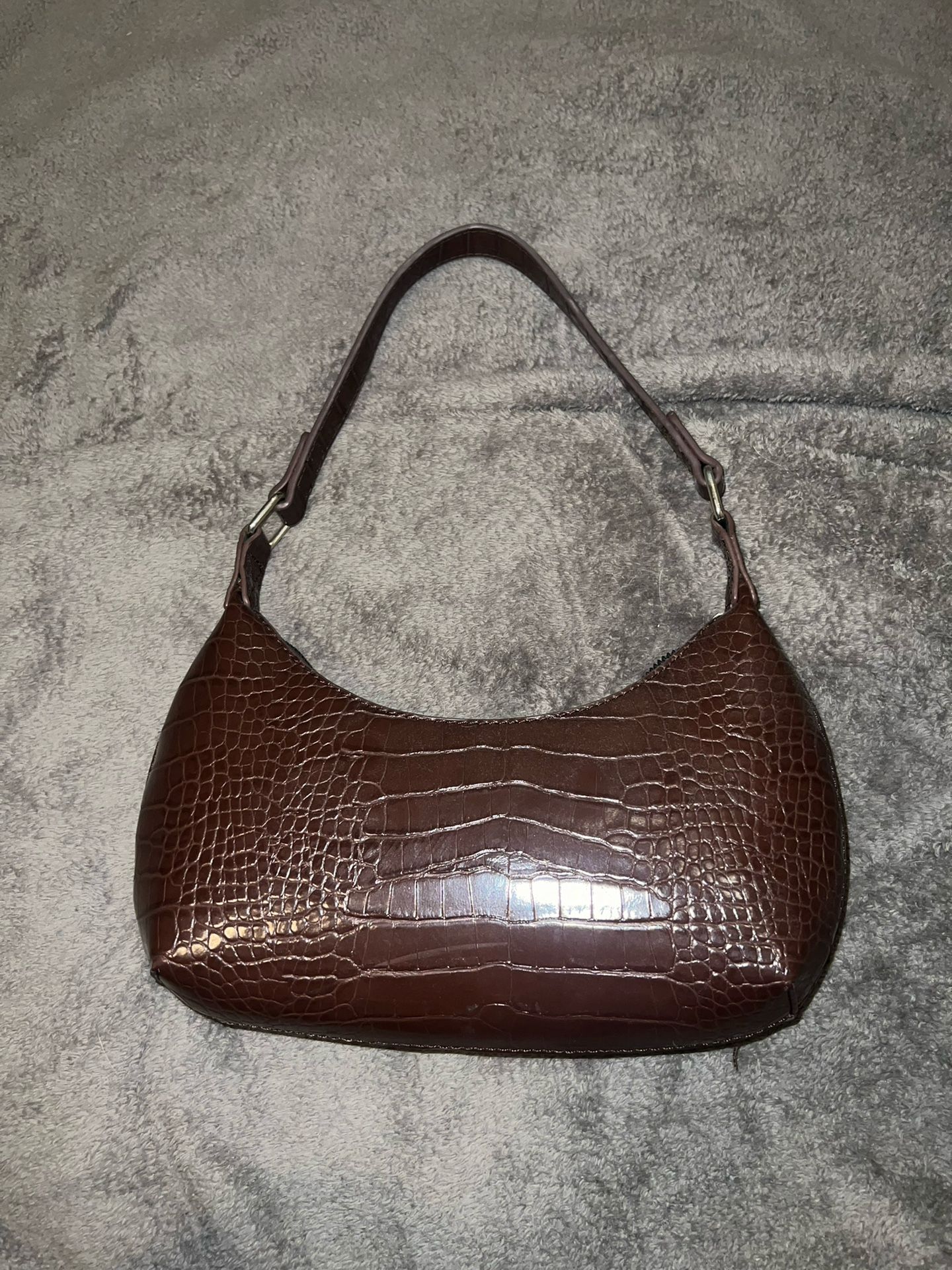Brown Faux Leather Shoulder Bag 