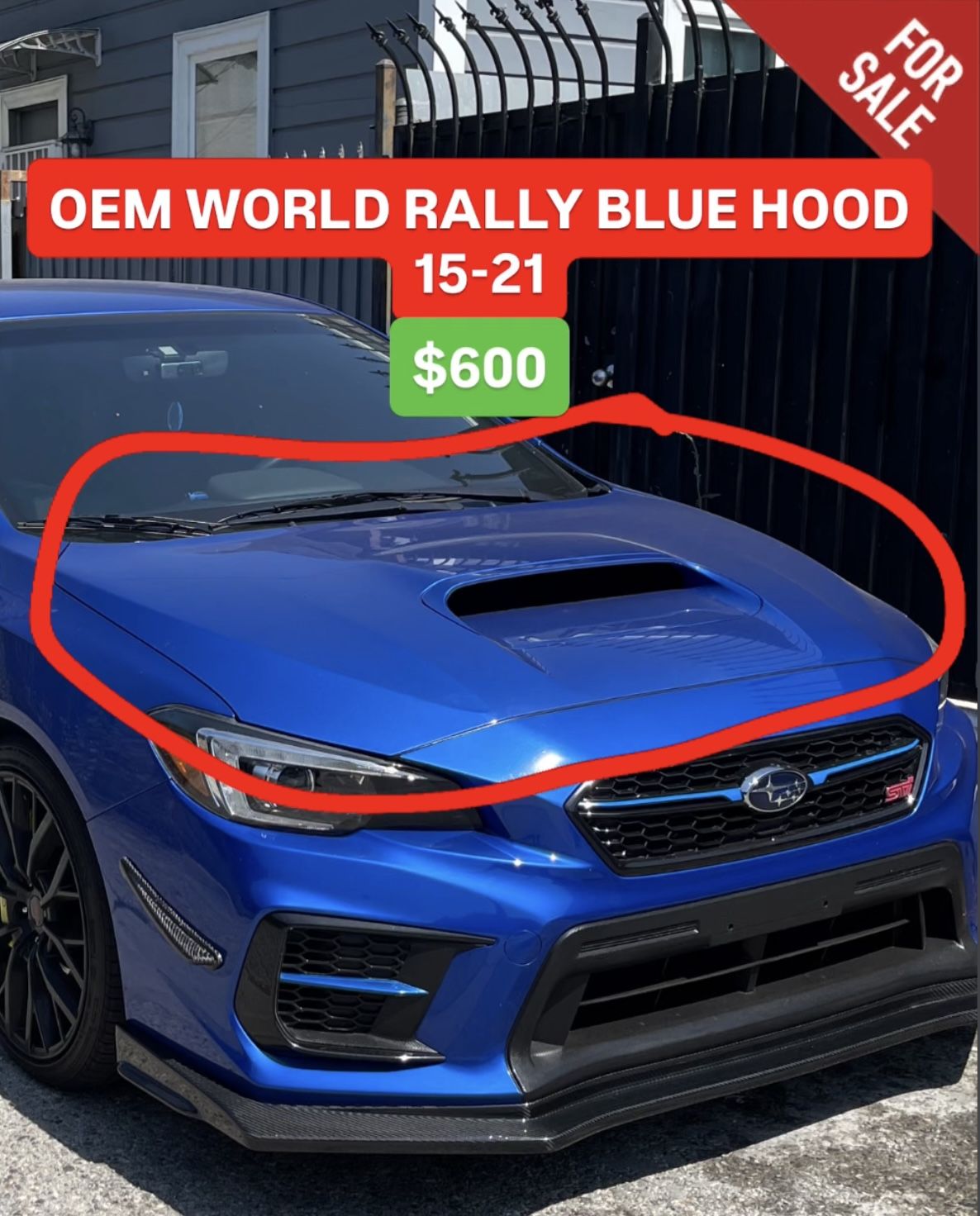 Subaru WRX STI OEM HOOD World Rally blue