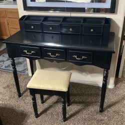 Black Makeup Vanity With Stool