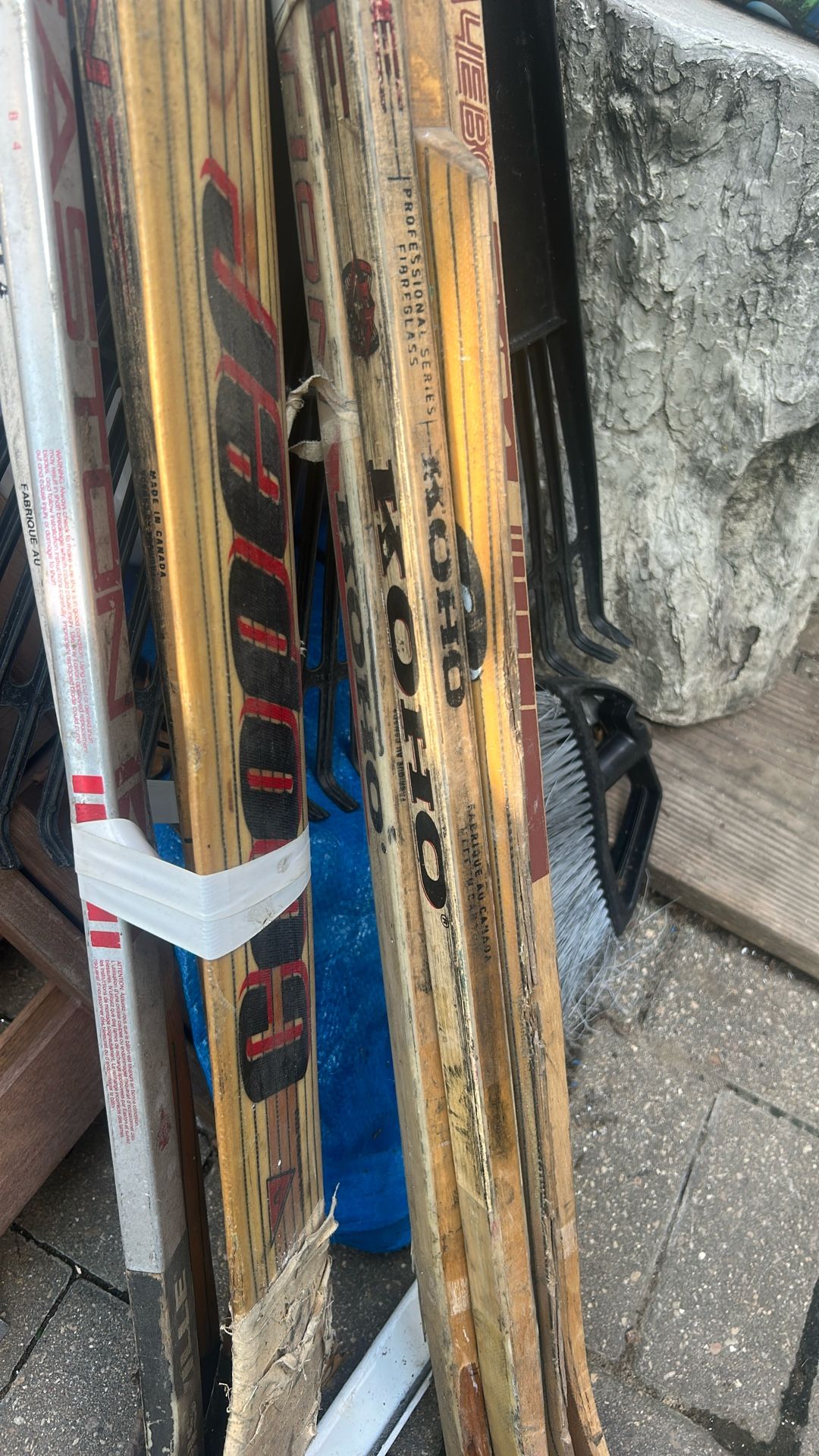 Hockey sticks three bucks each