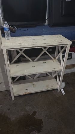 White Wood 3-Shelf Bookcase with X-Detail