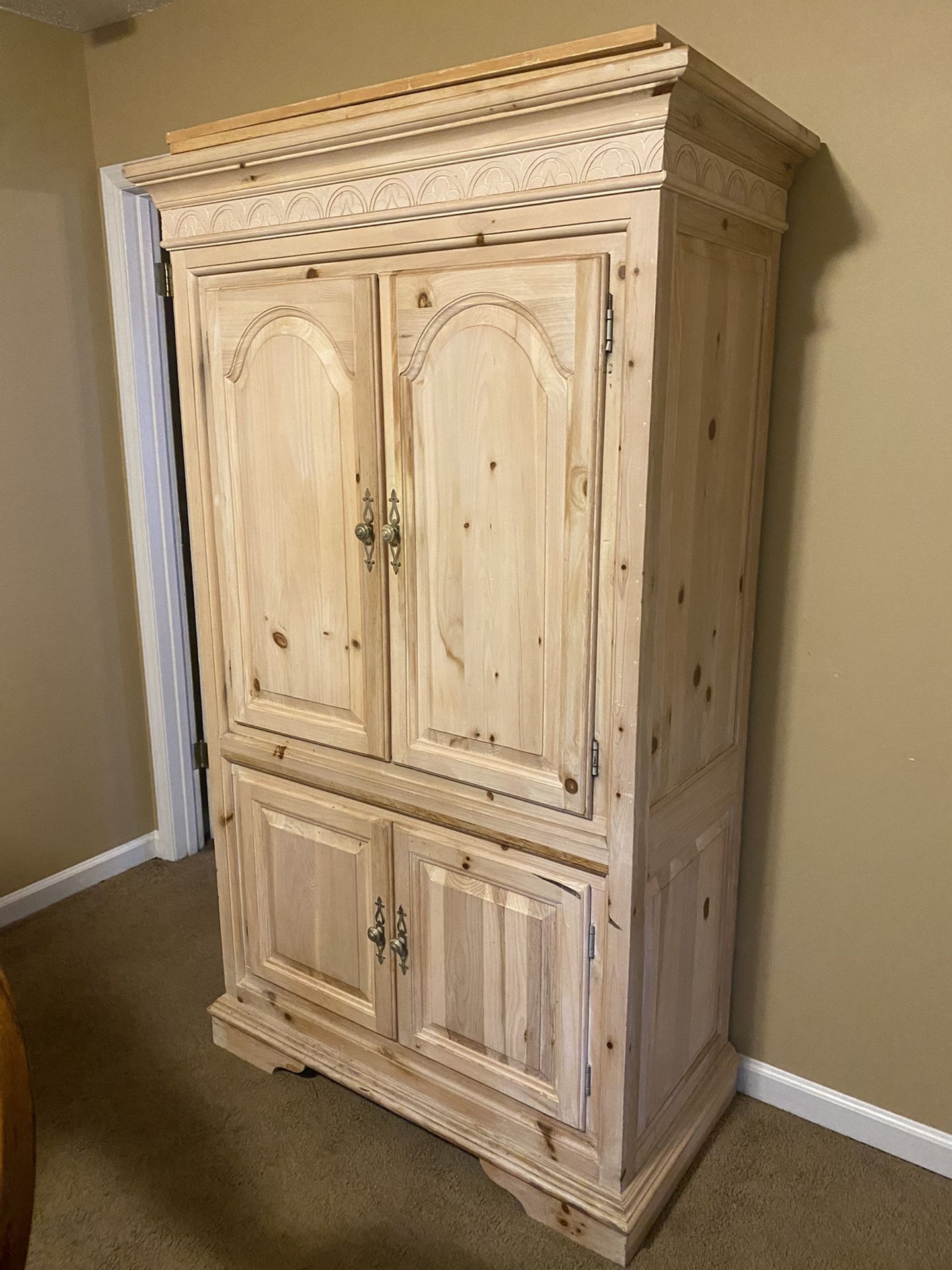Pine Armoire/entertainment Center With Outlet