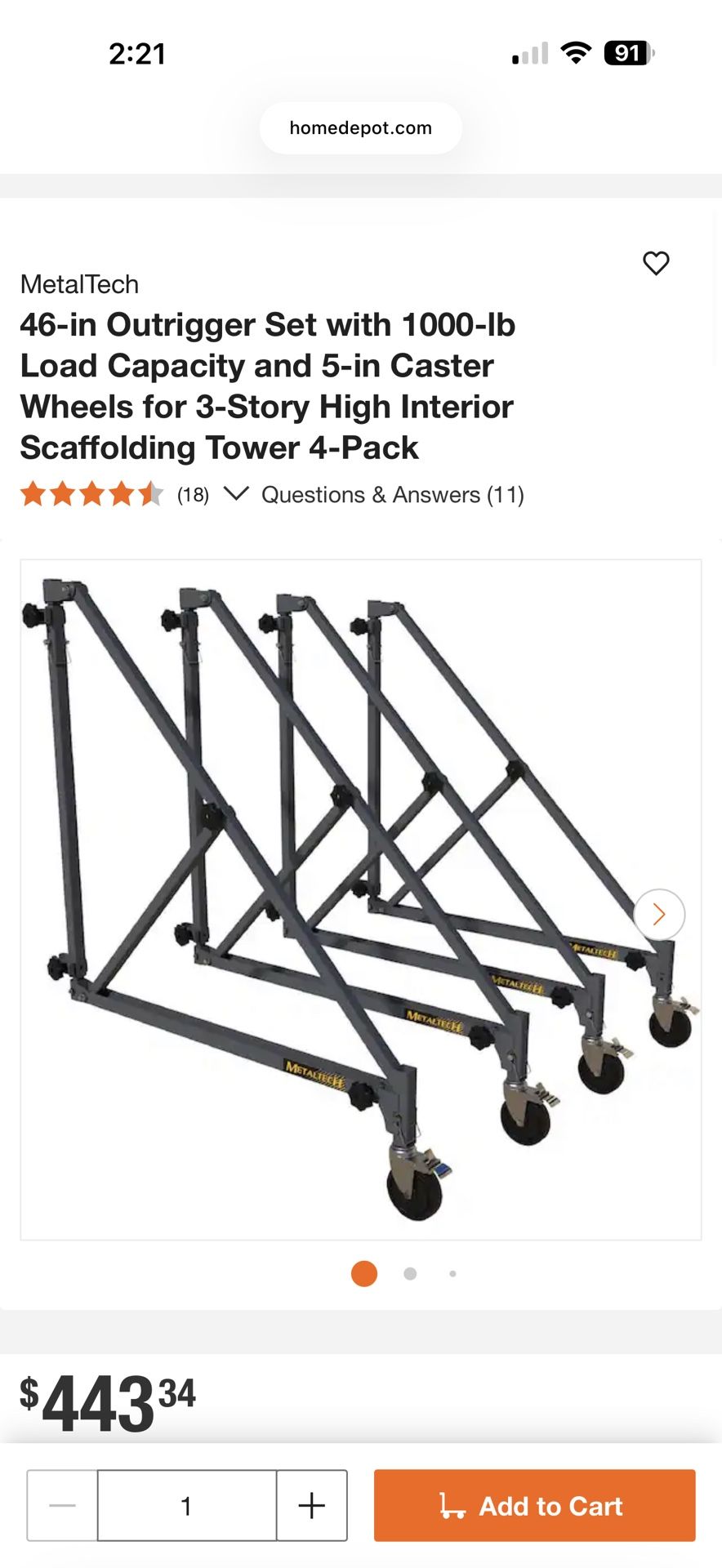 Metaltech Universal Outriggers Set Of 4 46”