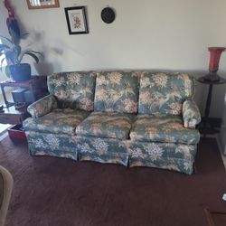 Gorgeous Green Floral Ethan Allen Couch
