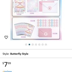 ELGGIH 24 Pack Butterfly Birthday Invitations Butterfly Party Invitation Cards, 24 Pack Butterfly Sticker Labels, 24 Pcs Envelopes Butterfly Party Sup