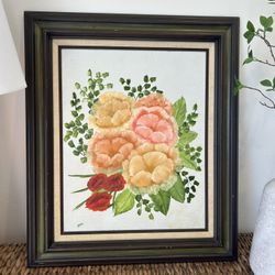 Vintage Original Signed Painting Art Artwork Wall Hanging Wood Frame Large 