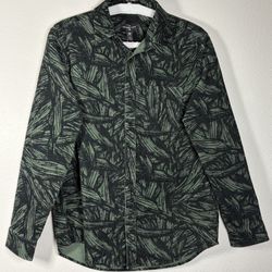 Houston White Corduroy Shirt Adult Medium Heavyweight Button-Up Green