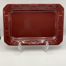 VTG LONGABERGER WOVEN TRADITIONS TRAY - 13” x 9”SERVING PLATTER RED PAPRIKA Heavy Sturdy Pottery