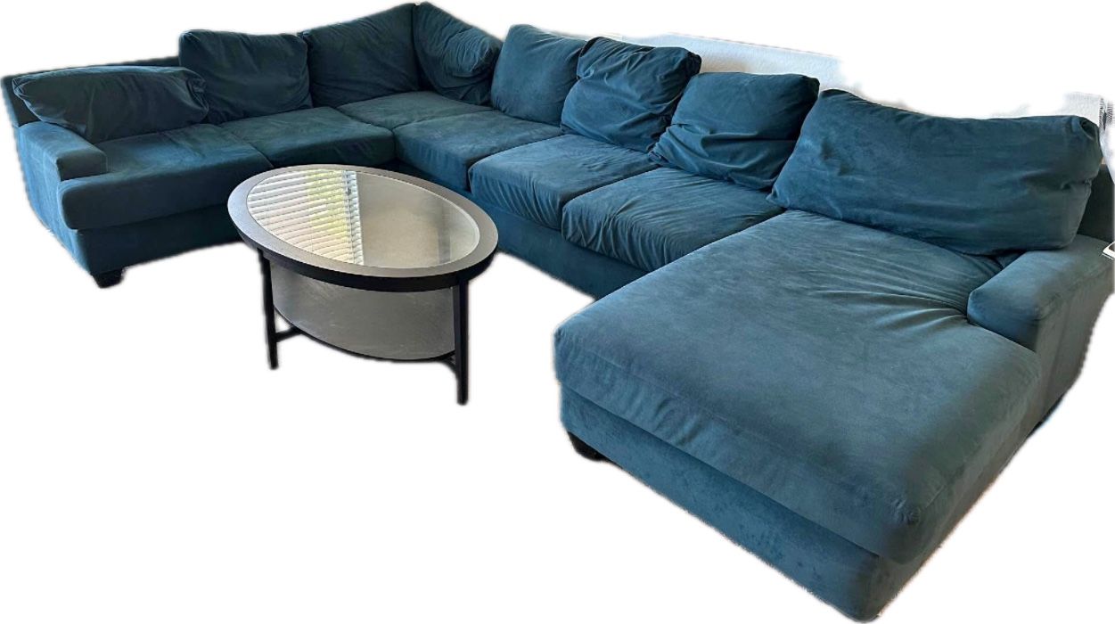Spacious Blue Sectional Sofa with Chaise – Super Cozy & Modern