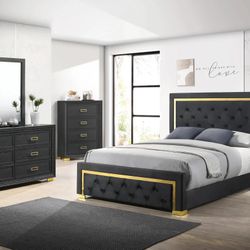 Pepe Black/gold Bedroom Set 