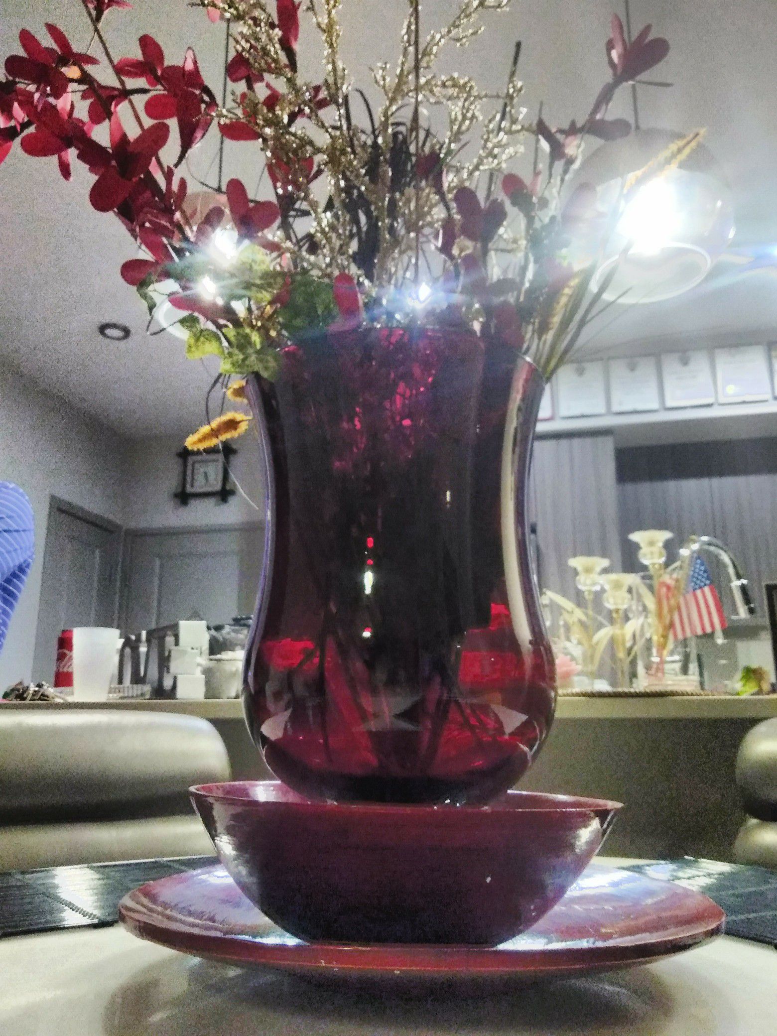 Oversized Ruby Footed Vase