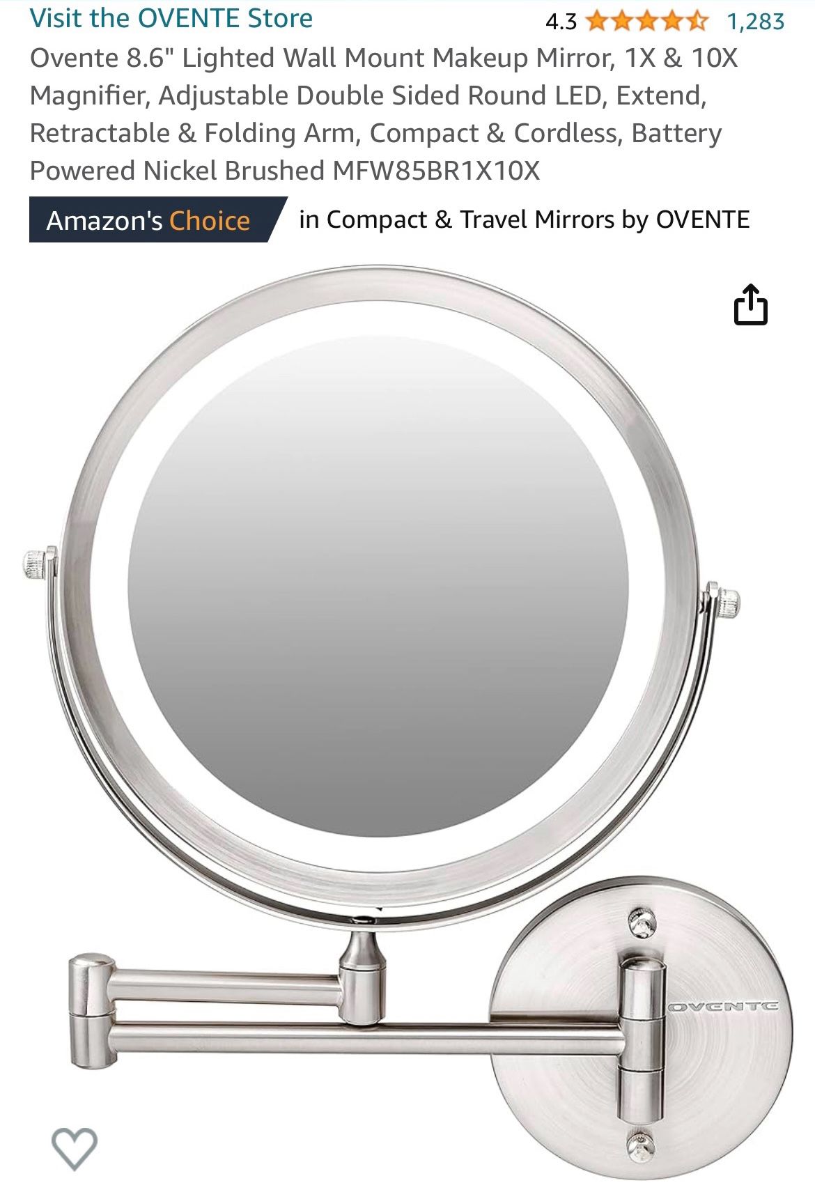  New Cordless LED Wall Mounted Makeup Mirror 