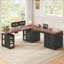 L-Shaped Executive Desk with Storage