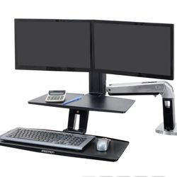 Ergotron WorkFit-A, Dual Workstation with Suspended Keyboard