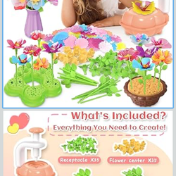 Fabric Flower Bouquets Toys for Toddlers and Girls Ages 3 4 5 6 7 8 9, Arts & Crafts Kit for 4-8 Year Old Kids, Birthday Gifts for 3-12 Year Old Girls