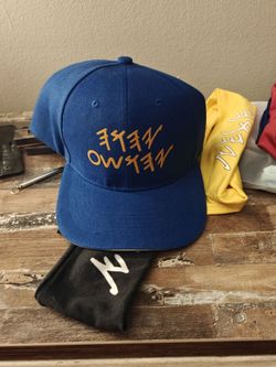 Blue Snapback Hat with Gold Embroidery