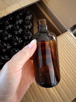 121 Amber Glass Bottles – 120ml (4 oz) Empty Bottles, 18mm Neck Finish – New in Box